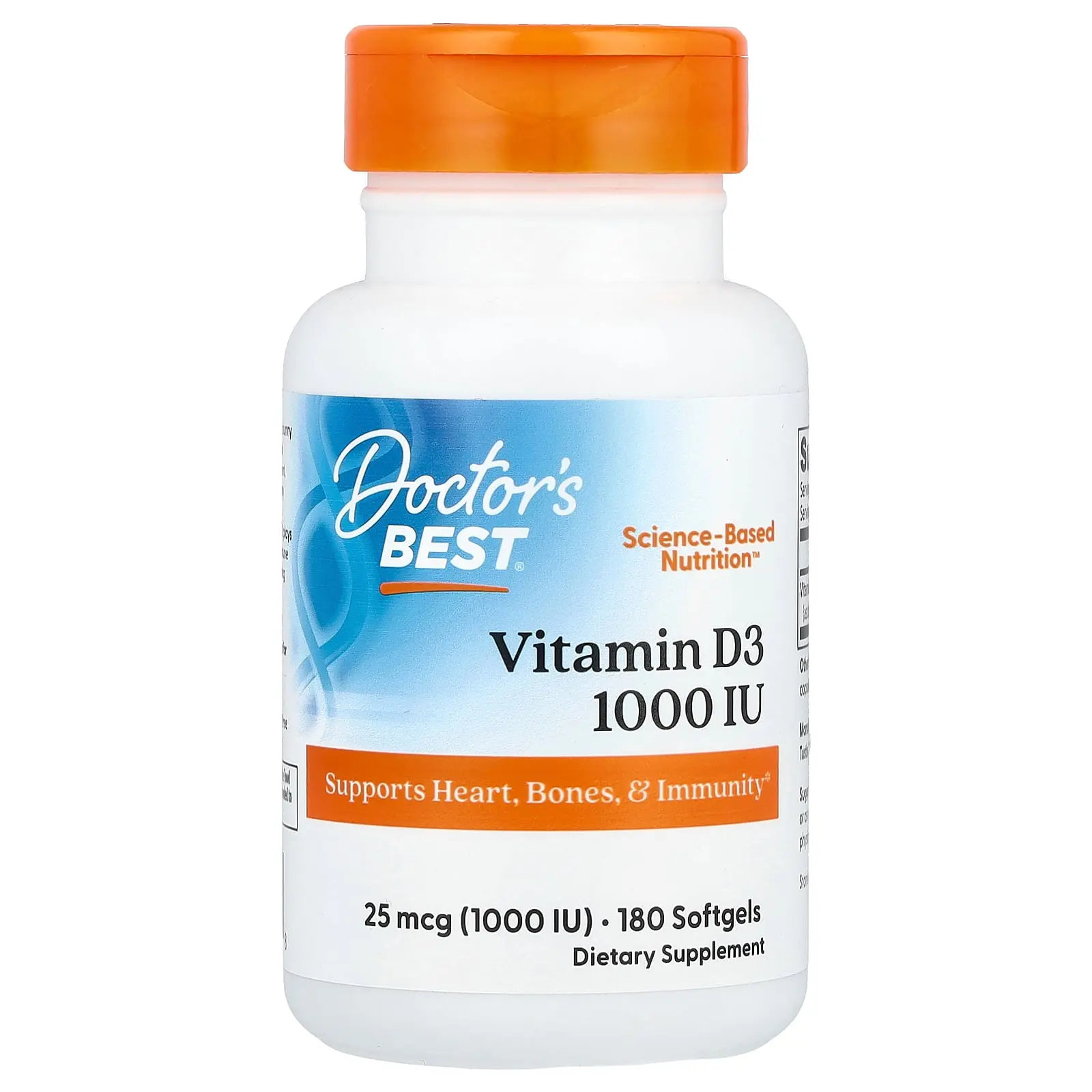Doctor's Best Vitamin D3, 25 mcg (1,000 IU), 180 Softgels