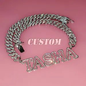 GLACÈELAINE Bling Name Pendant with Cuban Chain