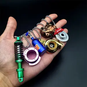 Creative Car Turbo Brake Disc Keychain Manual Transmission Lever Caliper Metal Keyring for Women Men Phone Pendant 4s Shop Gifts