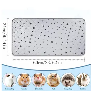 Waterproof Washable Pet Cage Mat, Reusable Non-Slip Floor Protector for Rabbits, Hamsters, Guinea Pigs, Cute Squirrel Pattern (1 Piece)