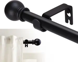 Curtain Rods for Windows 32-48 Inch, 5/8 Inch Decorative Curtain Rod Set, Matte Black Splicing Heavy Duty Metal Curtain Rod with Brackets GXOACKJ