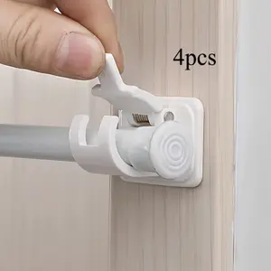 Self-Adhesive Curtain Rod Bracket Set, No Drill, Adjustable Wall Hooks, Pole Rack, Easy Installation, Home Decor, Kitchen, Bathroom