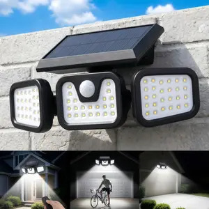 2-Pack 3-Head Solar Outdoor LED Security Lights, 2500LM Motion Sensor Spotlights, 270° Wide-Angle, IP65 Waterproof for Garage, LED Solar Outdoor Fixtures, Led Lights, Solar Outdoor Lights
