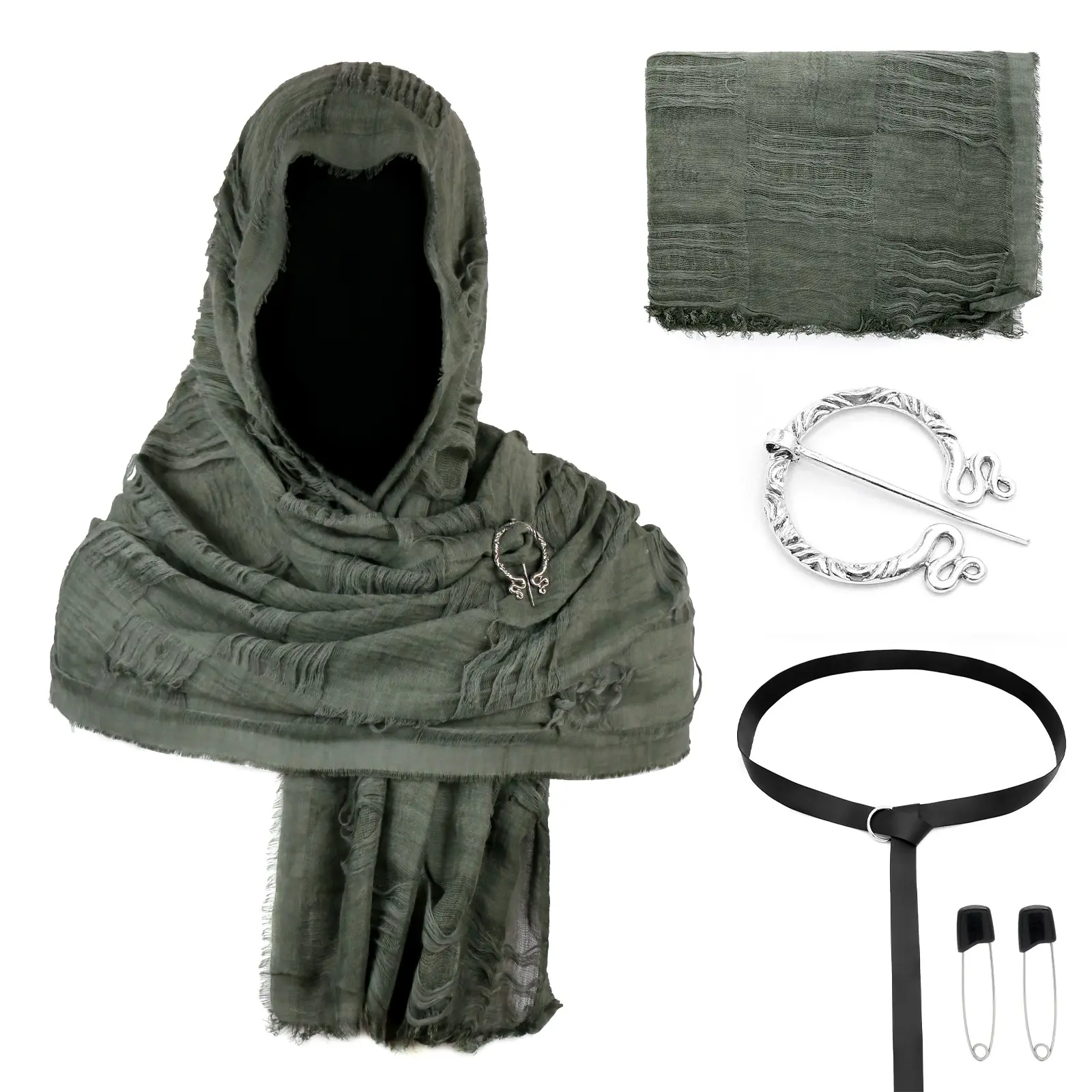 CST152GN dark green battle damage scarf