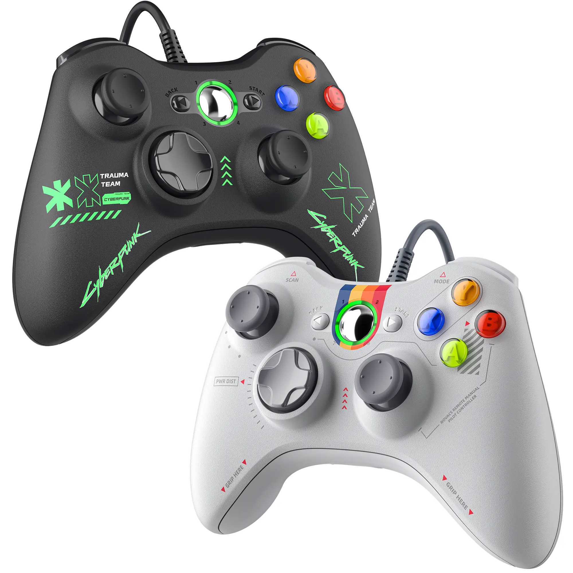 2 Pack Wired PC Controller, Wired USB Gamepad Controller Thumbsticks Compatible with Xbox One/Windows/PS3 Console - Upgraded Joysticks Plug and Play Game Console Stick with 2 Controllers