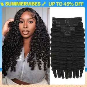 STERLY Burmese Curly 18 Clips In Hair Extensions Natural Color Brazilian 100% Real Human Hair 8 Pieces for Women PU Clip In Curly Wave Hair Extensions Human Hair Extension 8 Count with 18 Clips 120 g/Set 240 g/2 Set #Summervibes #tiktokshopmemorialday