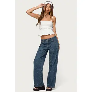 Esmay Studded Low Rise Baggy Jeans