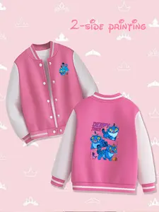Hunter Girl Team Kids Baseball Jacket Derpy Tiger Blue Tiger Design, Casual Cute Outerwear, Long Sleeve Double Print Outerwear HUNTR/X, Saja Boys, TWICE, MeloMance, JOKERs