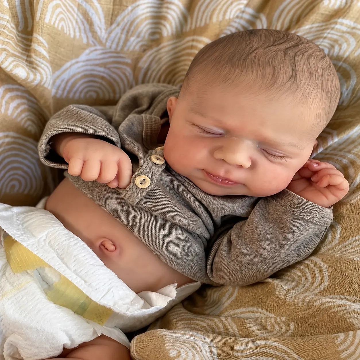 19 Inch Realistic Reborn Baby Boy Doll Full Body Soft Vinyl Sleeping Newborn Doll with Outfit Accessories & Gift Box Lifelike Baby Doll Gift for Kids 3+