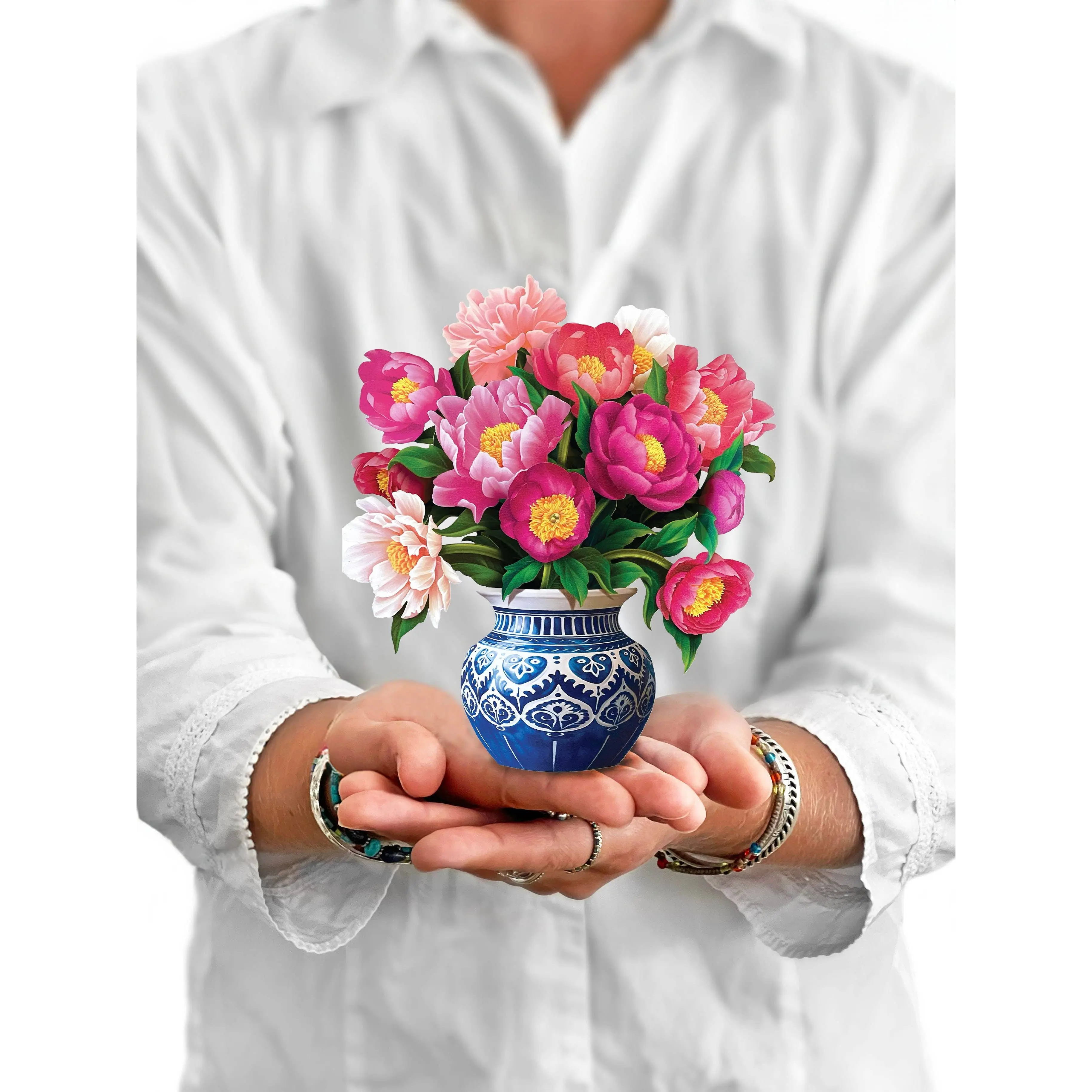 Mini Pop-Up Greeting Card, Peony Paradise Design, Office Stationery Appreciation Card, Appreciation Cards