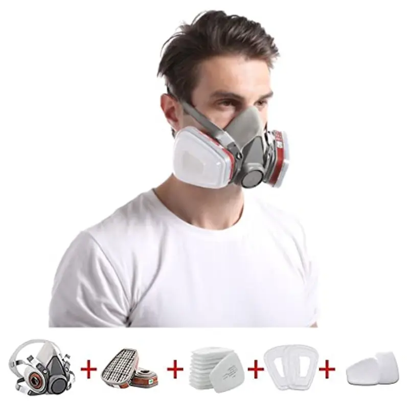 17 in 1 Mask Set Dual Respirator Mask Reusable Half Face Gas Cover/ Shield Protective Safety Mask with Filters for Painting, Welding, Polishing, Woodworking and Other Work Protection Safety Gear (Medium)