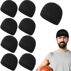 Pack of 9 Cooling Skull Cap Camo Liner Sweat Wicking Lightweight Cycling Cap Running Hat for Men Women( Black)