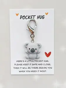 1pc Cute Cartoon Koala Keychain, Keychain Kawaii, With Pocket Hug Red Heart Hug Paper Card, Shrimp Buckle Pink Face Koala Keychain, Small Animal Karaoke Pendant, Small Gift For Friends, fFamily, Classmates And Colleagues, Cute Small Keychain Pendant