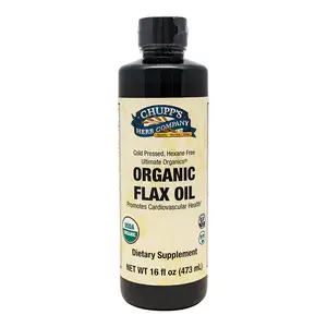 Chupp's Herb Company Organic Flaxseed Oil Liquid Cold Pressed USDA Organic Source Of Omega 3 1 Tbsp Per Serving Free From Allergens