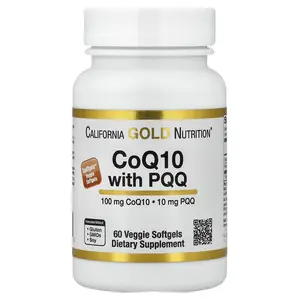 California Gold Nutrition CoQ10 with PQQ, Ubiquinone USP, Tapioca Veggie Softgel with Sunflower Lecithin, 100 mg, 60 Veggie Softgel
