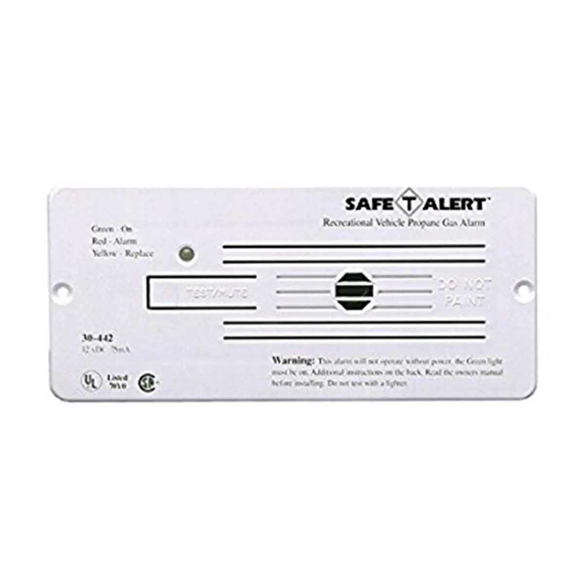 MTI Industry 12V Propane Gas Detector - 8-16V Compatible, 31°F-150°F Wide Operation Range, UL Listed for Recreational Use, Test/Reset Function, Fully Operational During Mute Cycle, for Recreational Vehicles