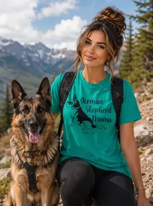 German Shepherd Mama Classic Tee - 100% Ring-spun Cotton Soft Comfy T-shirt with Double Stitching for Durability - Fabric