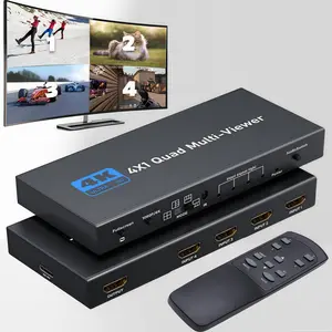 HDMI Multiviewer Switch 4x1, HDMI Quad Multi-Viewer with Seamless Switch, Split Screen,5 Display Modes,with IR Remote/Software/Push Button Selector for TV Security Camera, Gaming Consoles,PC/STB/DVD