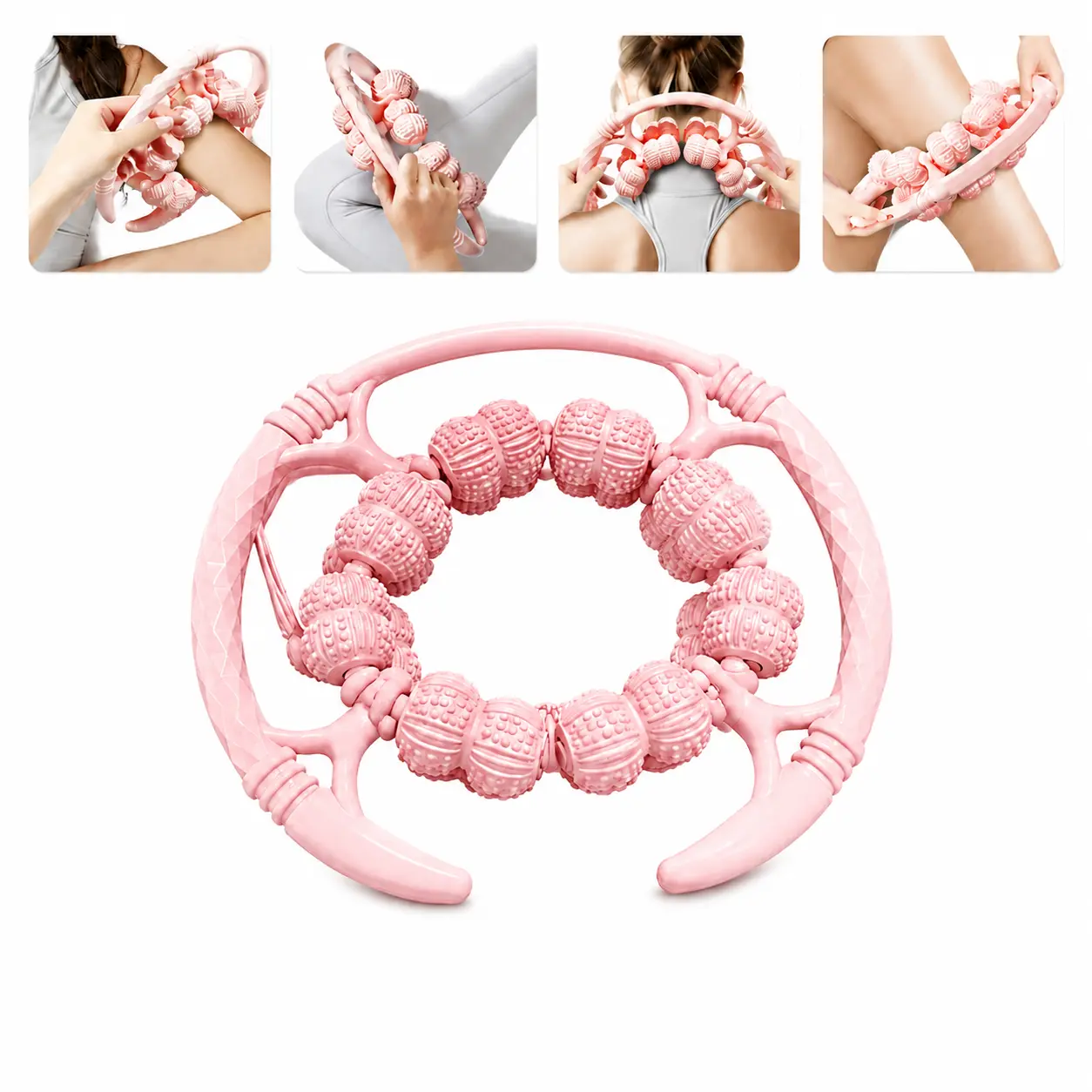 Ring-Shape Leg Massager Roller, Unisex Portable Tool with 32 Nodes for Deep Tissue Muscle Relief, Thigh Master Workout Aid