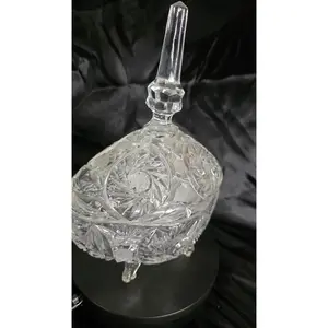 Vintage Hand-Cut Lead Crystal Candy Dish with Lid — European Elegance in Sparkling Form