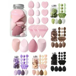 17PCS Makeup Storage Kit: 1 Travel Cosmetic Bucket + 16 Sponges & Puffs Set | Latex-Free Blenders & Mineral Powder Applicators for Liquid/Cream/Powder