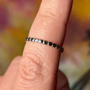 925 Sterling Silver Flat Beaded Stacker Ring Band