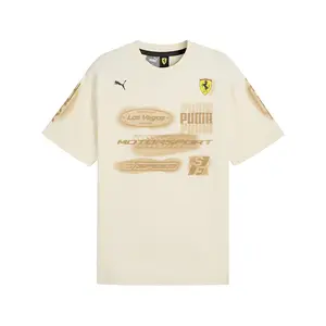 PUMA Mens Scuderia Ferrari Race Dessert Logo Crew Neck Short Sleeve Casual Tops Casual - White