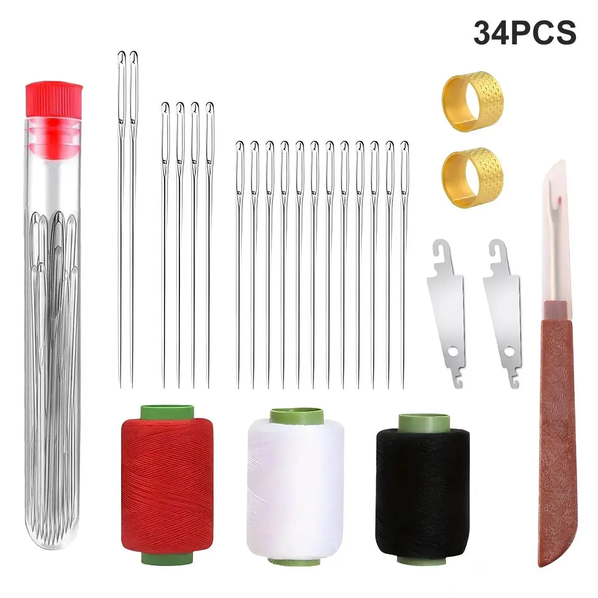 34PCS Complete Sewing Kit - Premium Portable Sewing Supplies Set for Emergency Repairs, Embroidery & DIY Crafts | Travel Sewing Kit, Home Mending Kit