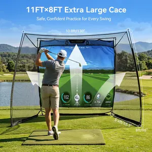 Tribesigns 11x8ft Golf Simulator Hitting Net with Impact Screen, Golf Net with Noise-Reducing Target Cloth, Heavy-Duty Range Cage for Swing Driving Home Backyard Garage, Golfer Gift for Men Dad Him summergarden