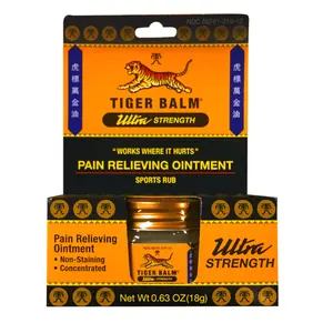 Tiger Balm Ultra Strength Pain Relief Ointment 0.63 oz Jar Relieves Backaches Sore Muscles Strains Non-Staining Concentrated Sports Rub