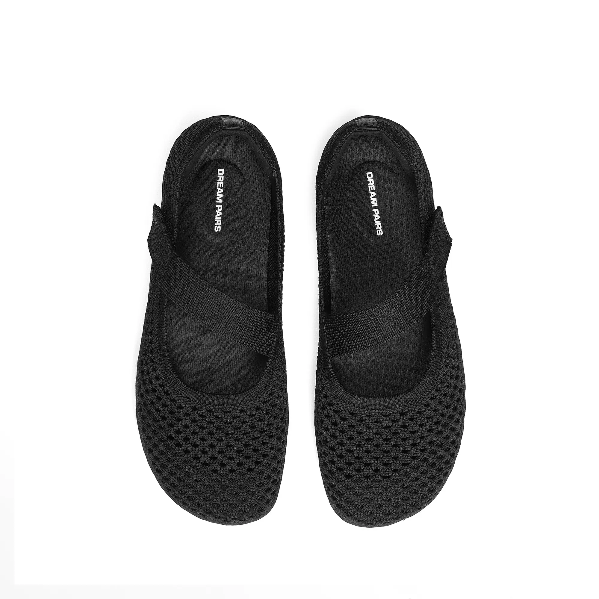 DREAM PAIRS Women's Mary Jane Wide Toe Ballet Flats | Stretchy knit barefoot, Breathable machine washable upper, Anti-slip flexible outsole, Adjustable elastic straps