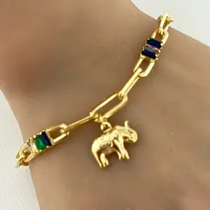 Women's 14K Gold Plated Paperclip Charm Bracelet, Size 7.5