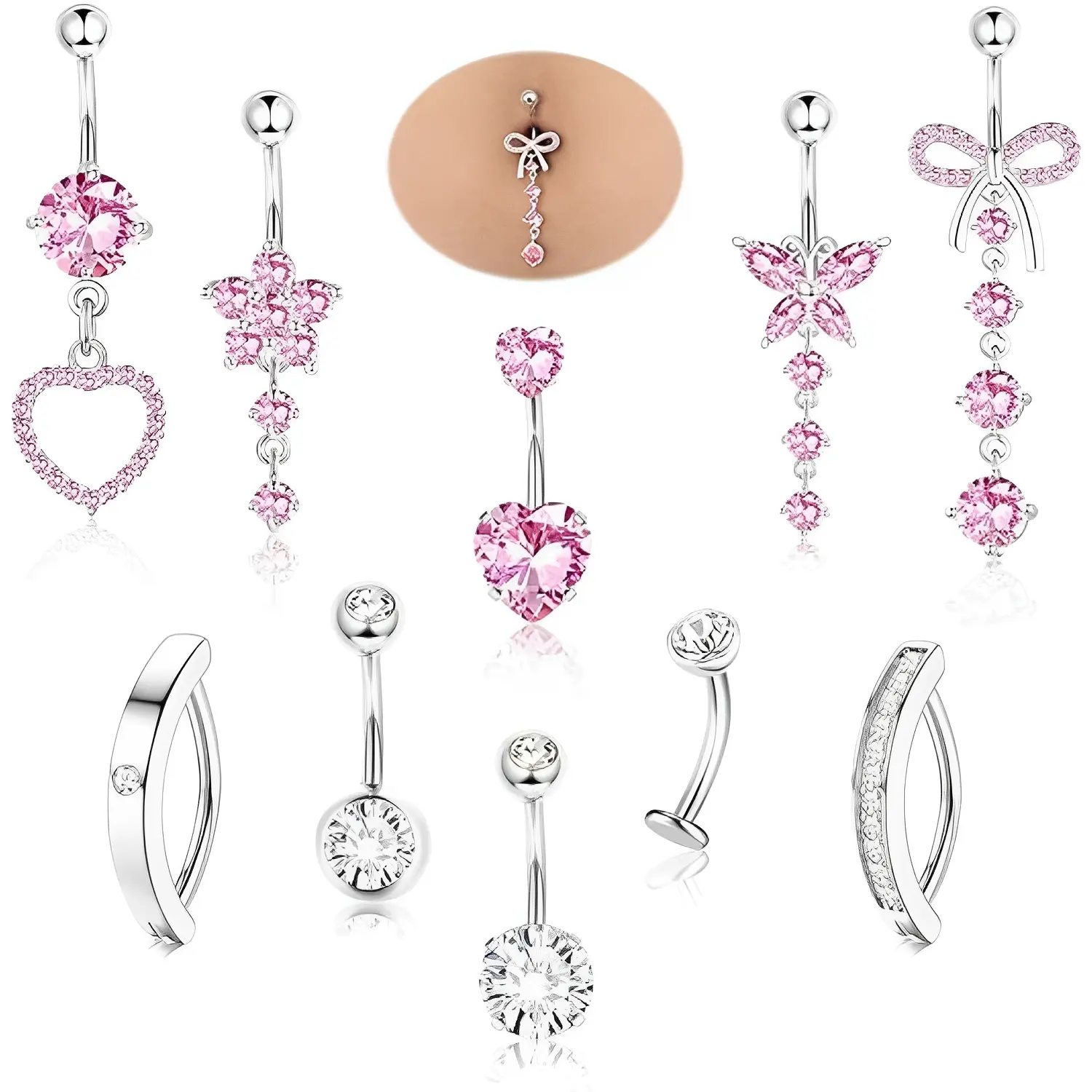 silver-white&pink cz