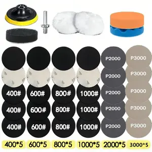 37 Piece Car Headlight Restoration Kit, Easy, Effective, Results, 3 Inch (75mm) Polishing Pad, Includes Sandpaper, Wax Sponge, Fine Polish for Automotive Beauty