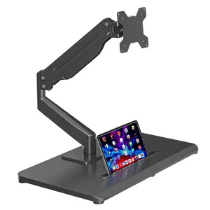 Suptek Single Monitor Mount Gas Spring Arm Mount with Base,Free Standing Pneumatic Height Adjustable Monitor Desk Stand for 17 to 32 inch ML8C