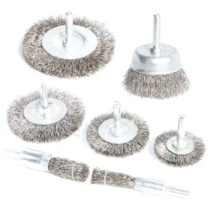 7 count Stainless Steel Wire Wheel Brush, Coarse Crimped Cup Brush and End Brush Kit,Wire Brushes for Use in Machines