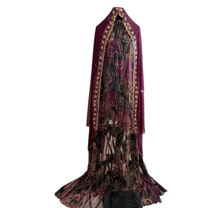 Royal Plum Midnight Luxury Dirac Set with Gold Embroidery