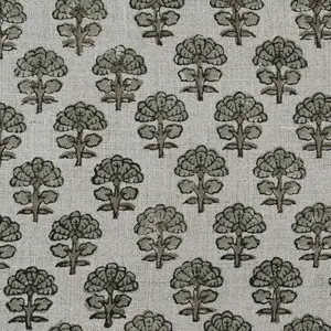 Sage Linen Block Print Fabric
