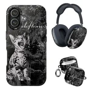 Deftones Band Phone Case, Black Cat Matte Shockproof Airpod Case, White Pony Diamond Eyes Adrenaline Airpod Max Case, Phone Accessories for iphone 17-11, Airpod Gen 1-4