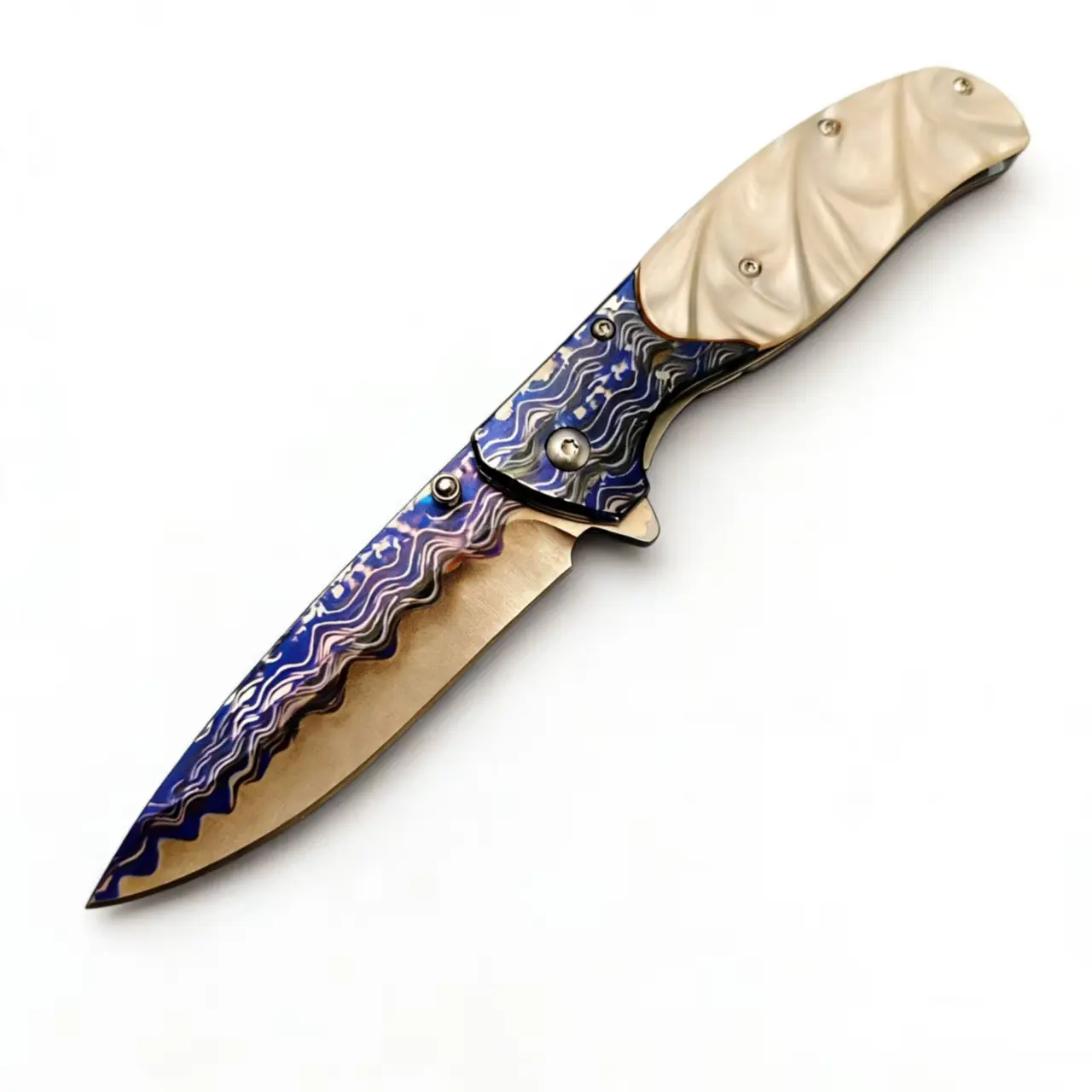 Wave Pattern Folding Pocket Knife with Stainless Steel Blade & Secure Resin Handle - Lightweight Unisex Survival Equipment and EDC Companion, Outdoor Multifunctional Tools