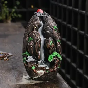 Mountain & Waterfall Design Incense Burner, 1 Count Creative Ceramic Smoke Waterfall Incense Cones Holder, Home Decor Supplies for Living Room Bedroom