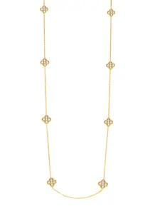 Elegant 95cm Women's Necklace, Four-Leaf Clover Zircon Pendant, Layerable Sweater Chain, Perfect for Daily Wear