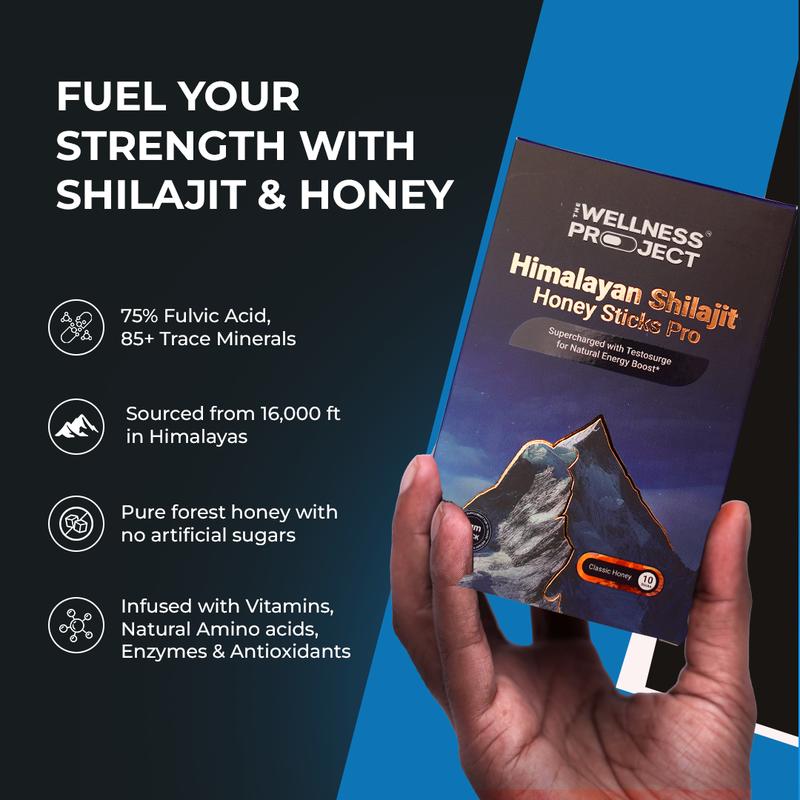 10-in-1 Pure Himalayan Shilajit Sticks Pro (Classic Honey) - Pack of 10