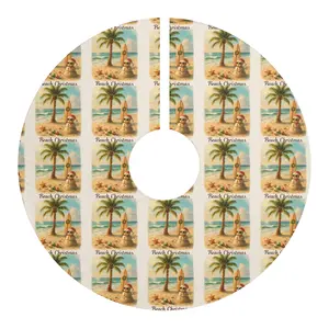 Tropical Beach Christmas Tree Skirt | Fun Holiday Decor, Coastal Christmas, Beach Lover Gift, Unique Tree Decoration, Surfing Santa