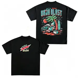 [100% Cotton] Mountain Deew Baja Blast Chill On The Beach 2-sided T-Shirt, Us Culture Drinking Graphic Tees, Summer Outfit Ideas Womenswear Cottons Men Casual,