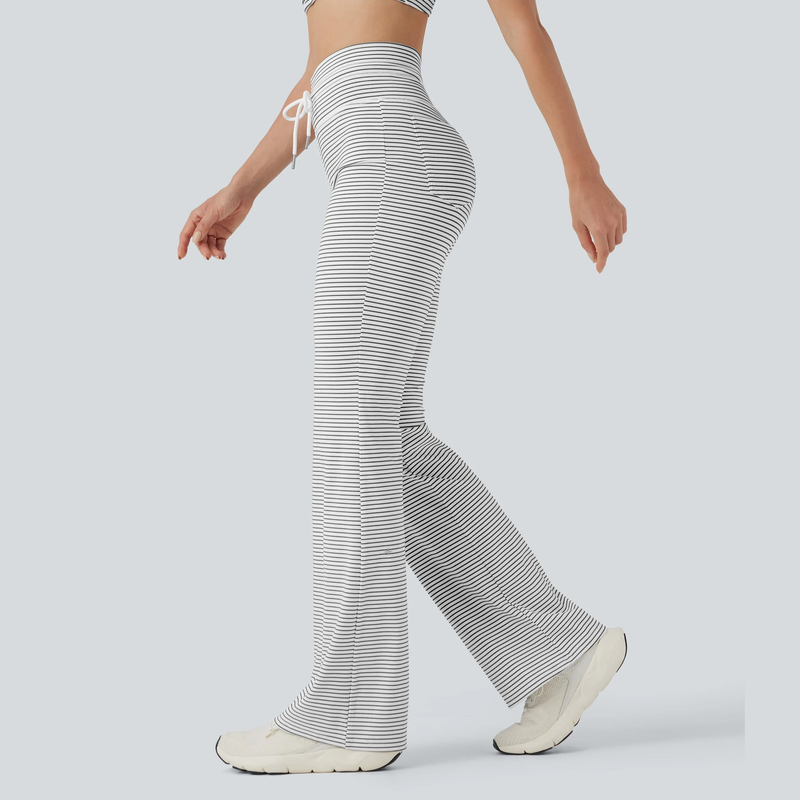 【Creator’s Pick】Halara High Waisted Drawstring Stripe Flare Yoga Pants with Pockets 【Creator’s Pick】Halara High Waisted Drawstring Stripe Flare Yoga Pants with Pockets