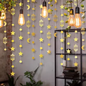 Star Moon Lantern Ramadan Hanging Party Decorations, 3m/4m Wall Garden Entrance Decoration, Festival Party Gift, Wall Hanging Ornament