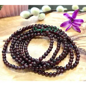 Wholesale Lot 6 Pcs Natural Garnet 4mm 7.5” Crystal Healing Stretch Bracelet