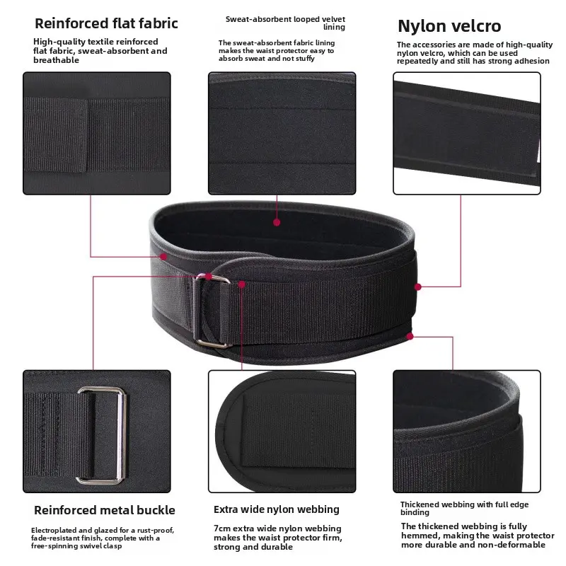 Solid Workout Fitness Belt for Men & Women, Professional Adjustable Waist Support for Strength Training, Squats, and Deadlifts, Weightlifting Belt, Unisex, Buckle, Multi-Size