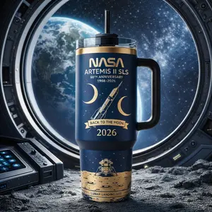 2026 NASA Artemis II SLS 68th Anniversary Tumbler – Back to the Moon Rocket Travel Mug, Lunar Landing Design, Insulated Stainless Steel Cup 20oz 40oz with Handle, Gift for Galaxy Lover, Gift for Him, Gift for Her